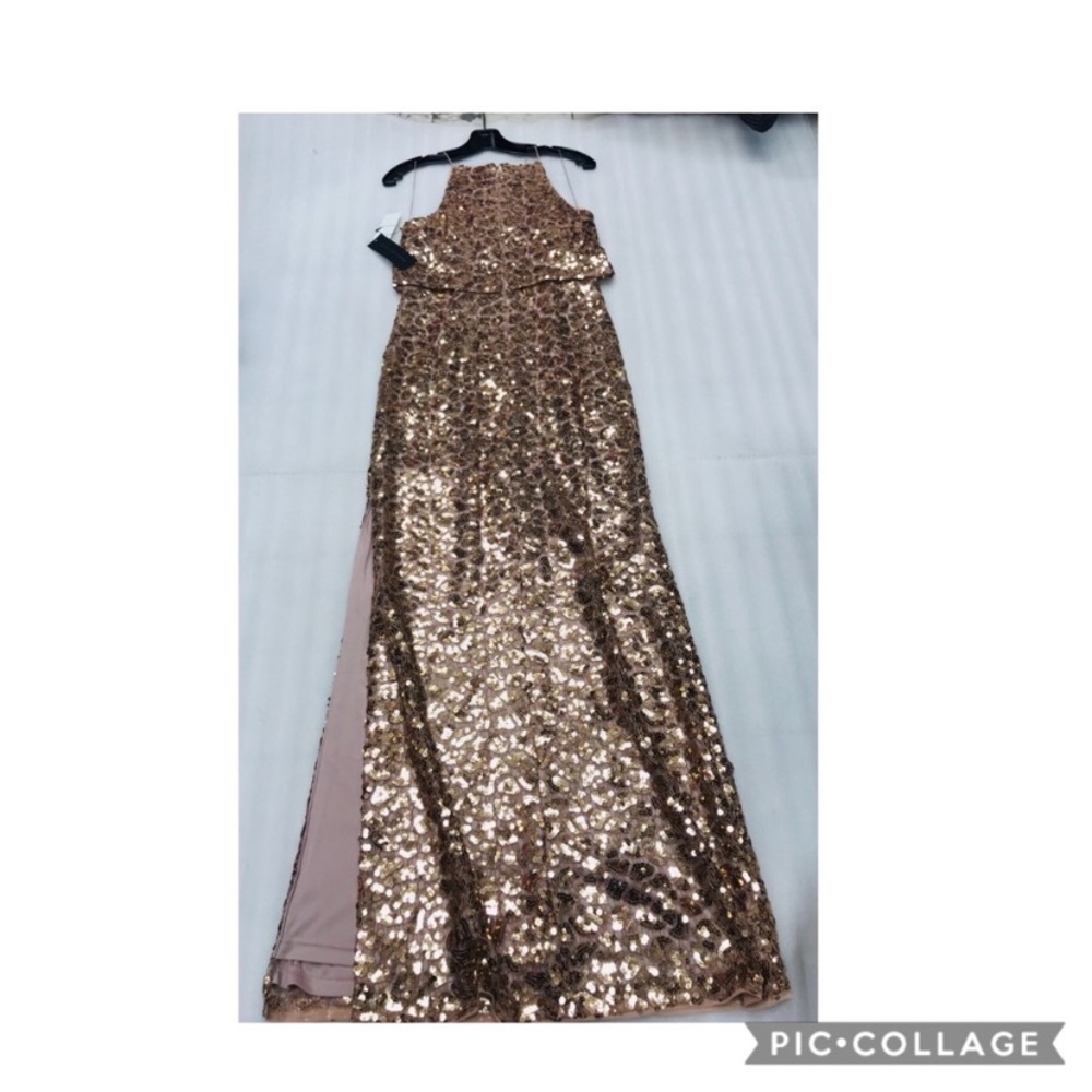 Aidan Mattox Halter neck sequins long Gown - Picture 6 of 9